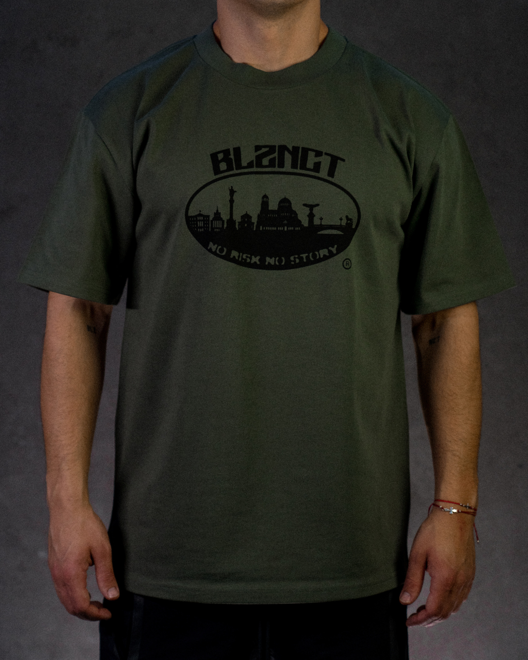 BLZNCT "NO RISK NO STORY" TEE GREEN/BLACK