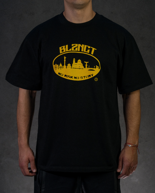 BLZNCT "NO RISK NO STORY" TEE BLACK/YELLOW