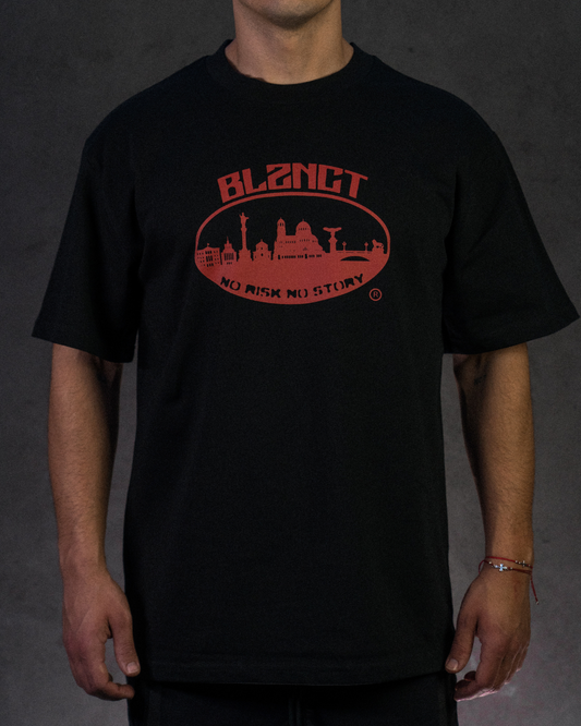 BLZNCT "NO RISK NO STORY" TEE BLACK/RED