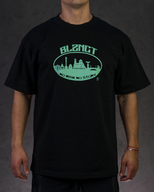 BLZNCT "NO RISK NO STORY" TEE BLACK/BLUE